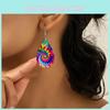 Fashion Colored Pattern Water Droplet Shaped Women Acrylic Earrings For Both Genders
