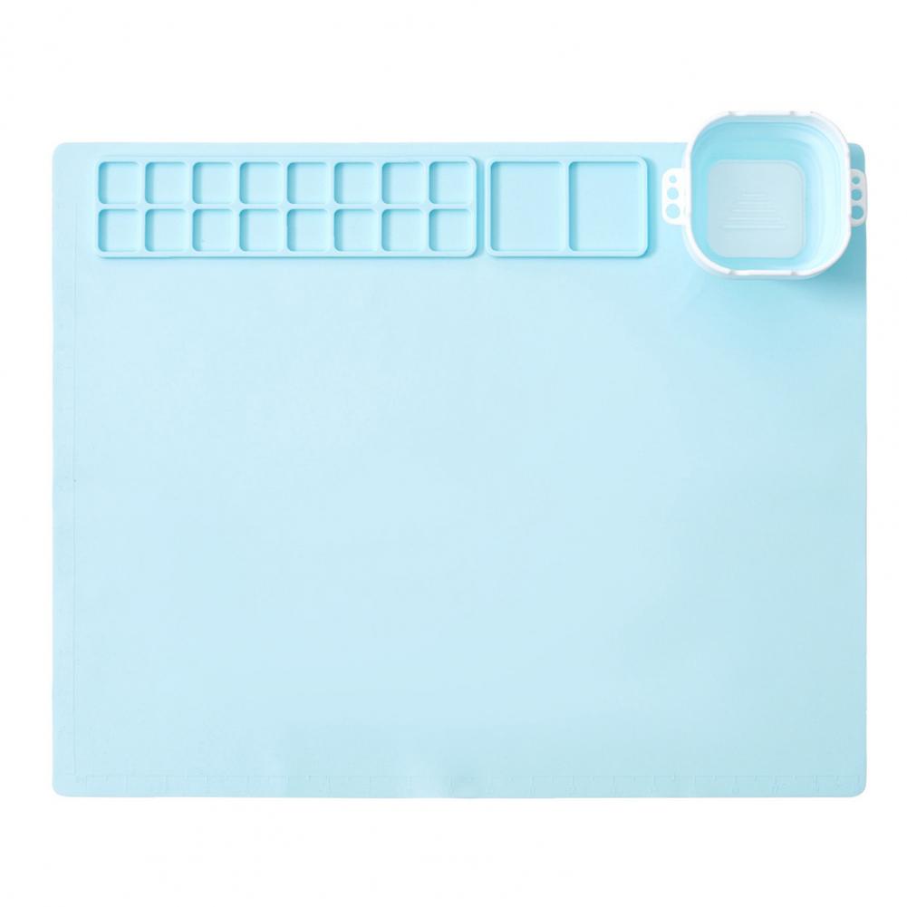 Artist Silicone Craft Mat with Collapsible Cup Non-Stick Surface Easy Maintenance Portable DIY Folding Painting Mat Silicone Pad