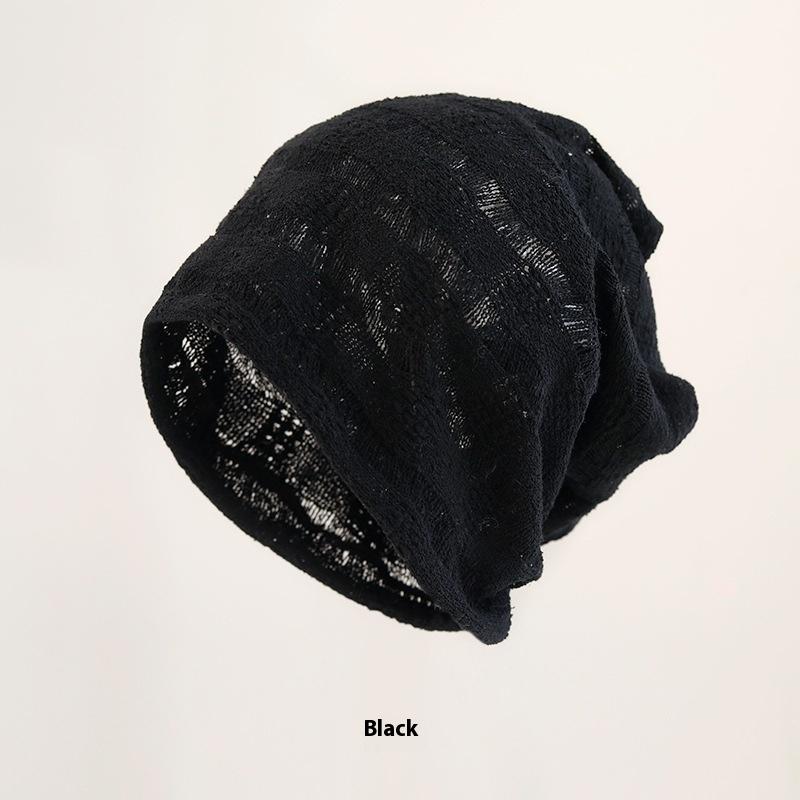 Japanese Casual Hollow Knitted Solid Color Fashionable Versatile Sweet Pile Caps Thin Breathable Mountaineering Scarf