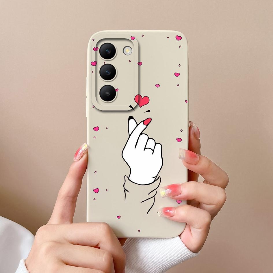 Для Vivo Y100 (ИДН) Чехол для телефона Y200e T3 V30 SE V30e V40 Pro Lite, защита линз, мягкий силиконовый роскошный корпус с рисунком в виде сердца для Vivo Shell