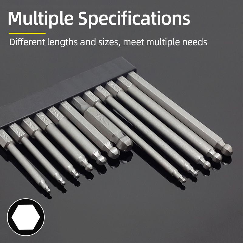 Набор шестигранных отверток с шаровым наконечником, шестигранный ключ, отвертка, сверло с хвостовиком 1/4 дюйма, магнитная сталь S2 65/100 мм, ручные ремонтные инструменты
