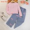 Комплект из двух предметов для девочек Bear Leader: розовый топ с длинными рукавами и брюки для детской одежды AZ3931