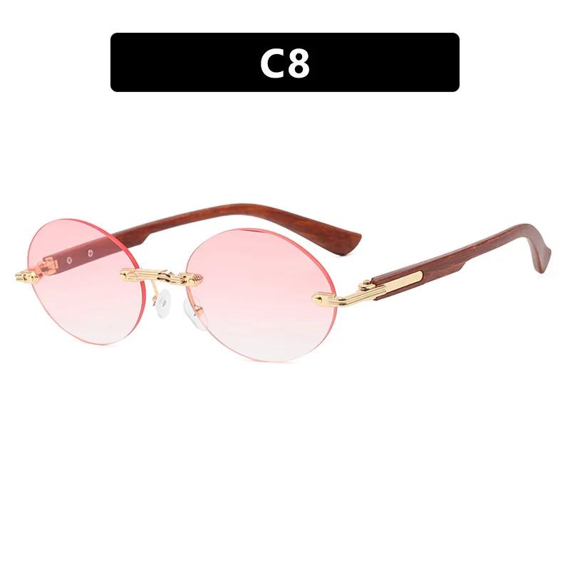 Новые модные металлические солнцезащитные очки без оправы Cut Edge Oval, женские градиентные цветные солнцезащитные очки, модные очки с линзами Ocean