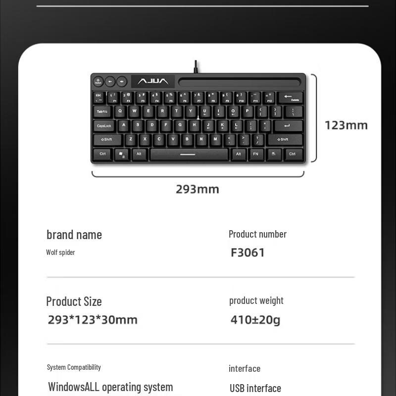 Компактная проводная игровая клавиатура AULA F3061