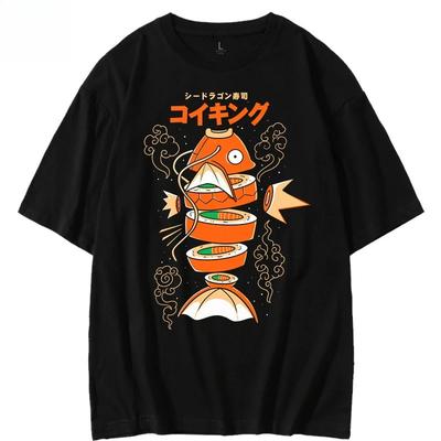 Футболка с коротким рукавом в японском стиле Pokémon King Carp Magikarp Суши Сашими Свободный летний трендовый топ для мужчин и женщин