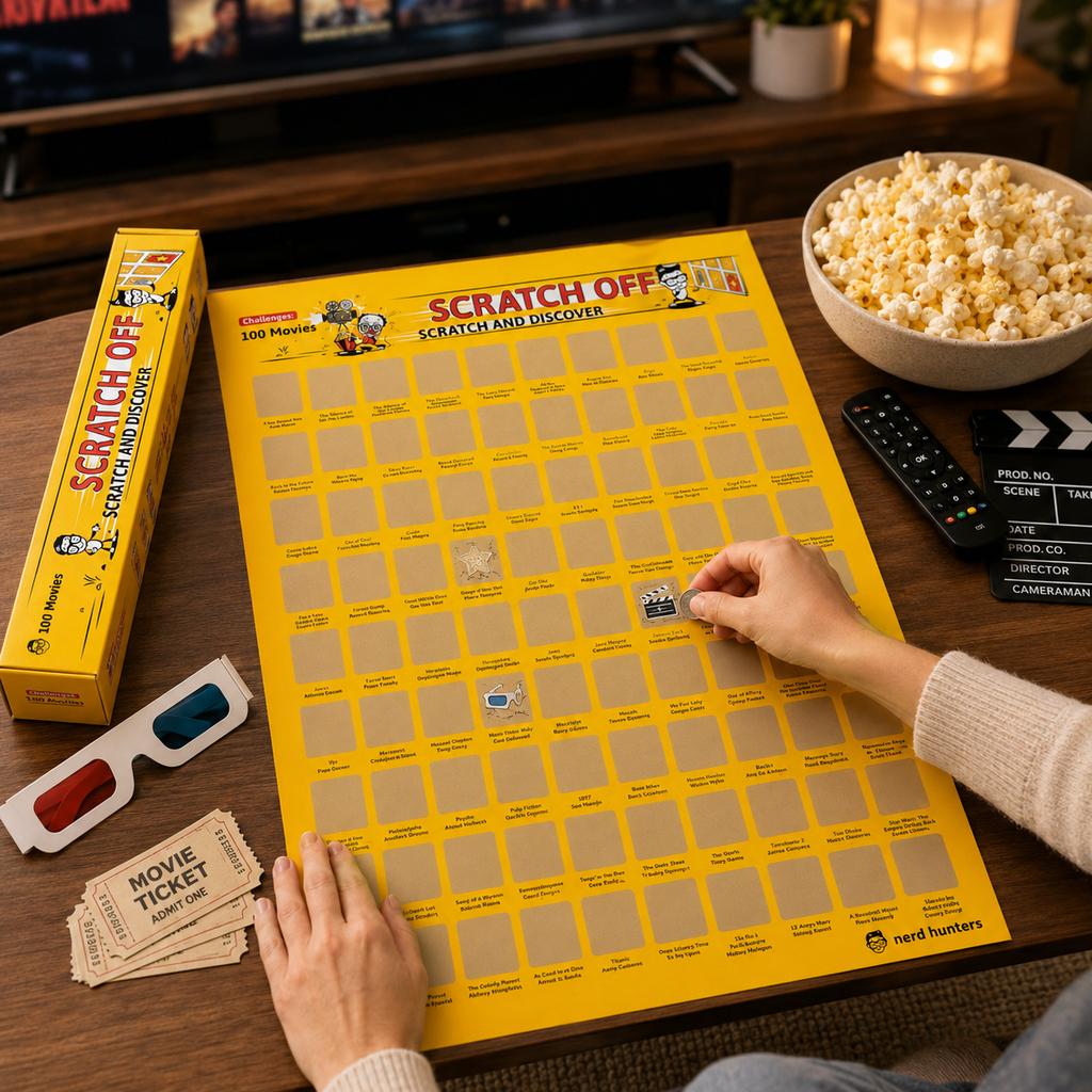Scratch Off 100 Movies - Plakat Zdrapka 100 Kultowych Filmów A2