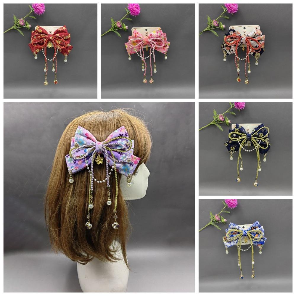 Japanese Style Kimono Barrettes Sweet Bowknot Hair Clip Creative Side Clip  Girl