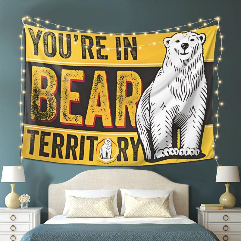 American Retro Yellow And Black Polar Bear Slogan Tapestry Background Hanging Cloth Cool Wall Decoration Room Decoration