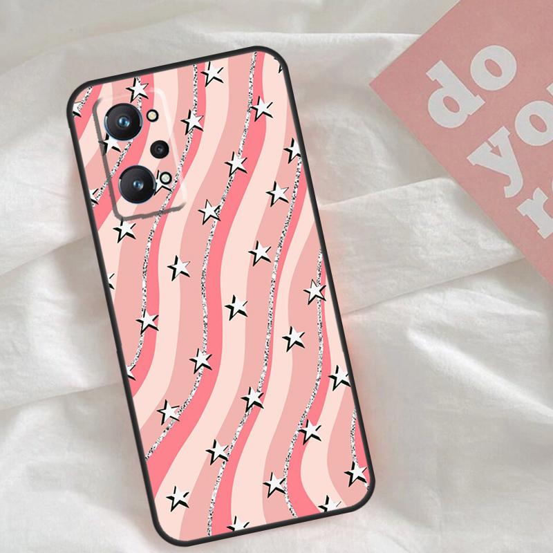 Преппи звезды молния розовый Чехол Для Realme C75 C63 C61 C65 C67 C55 C51 C53 C35 C71 15 11 12 13 14 Pro Plus GT6 GT7 Pro