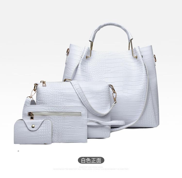 Women's Bag New Fashion Crocodile Pattern Four-piece Set, Mother and Child Bag, Shoulder Portable Messenger Bag