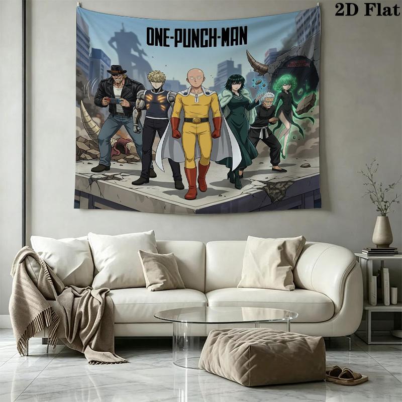 Onepunch Man Wall Tapestry Aesthetic Wall Hanging Printed Fabric Blanket Decorative Tapestries For Bedroom Living Room Home Decor