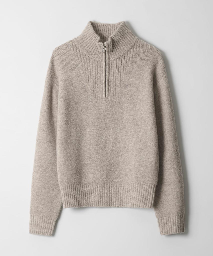 DTHIRTYONE Half-Zip Turtleneck Sweater (Beige)