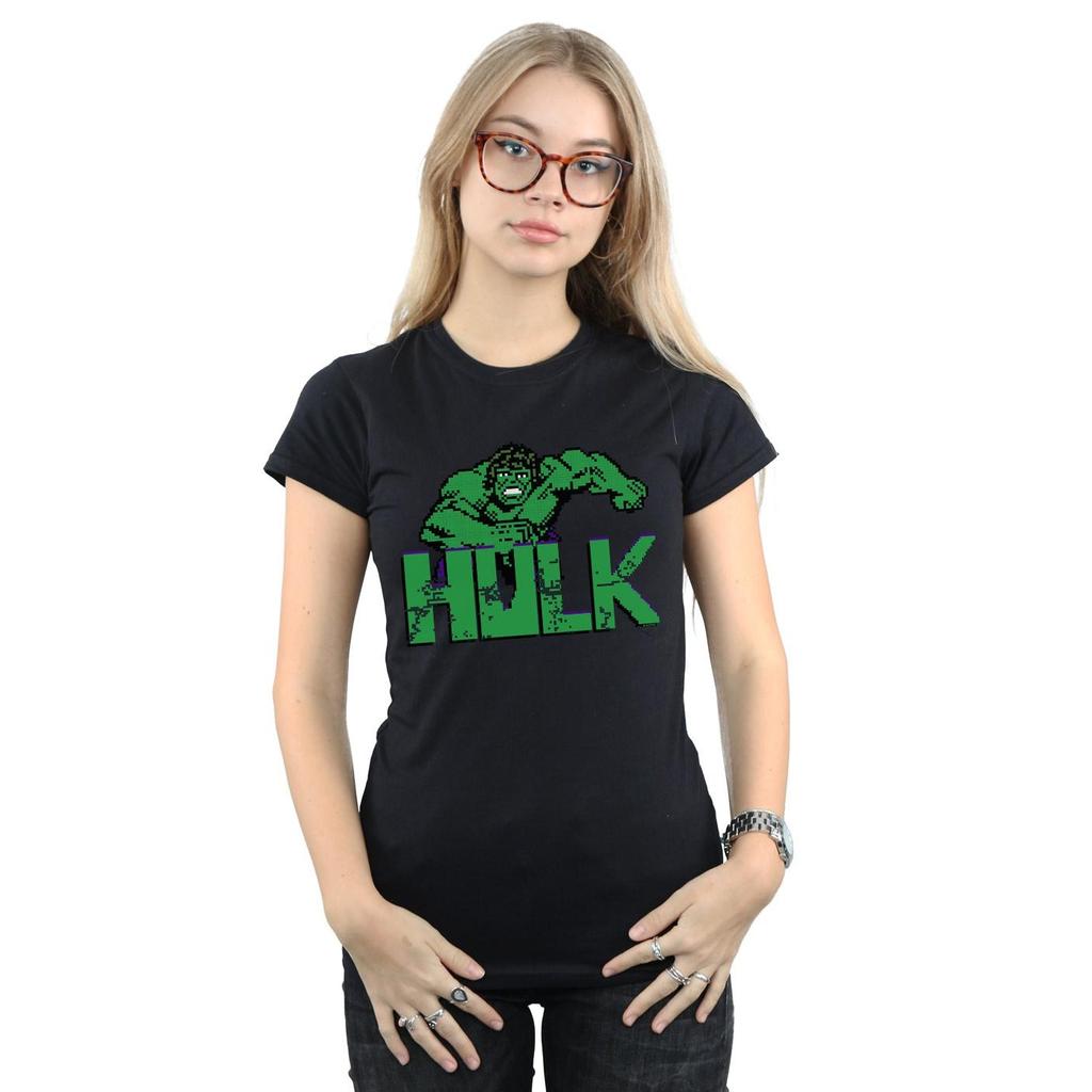Marvel Womens/Ladies Hulk Pixelated Cotton T-Shirt