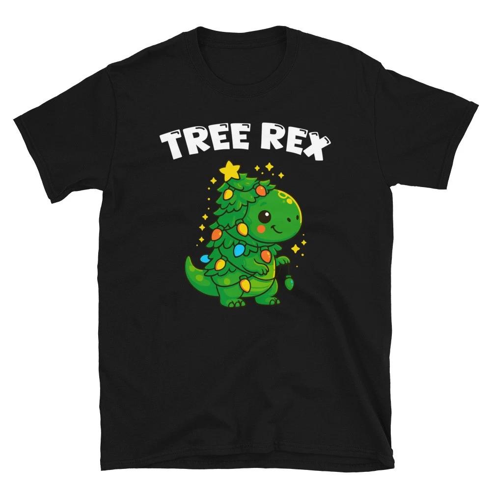 Dinosaur Christmas Tree T-Rex - Cute Dino Light Xmas Party Gift Unisex T- Shirt