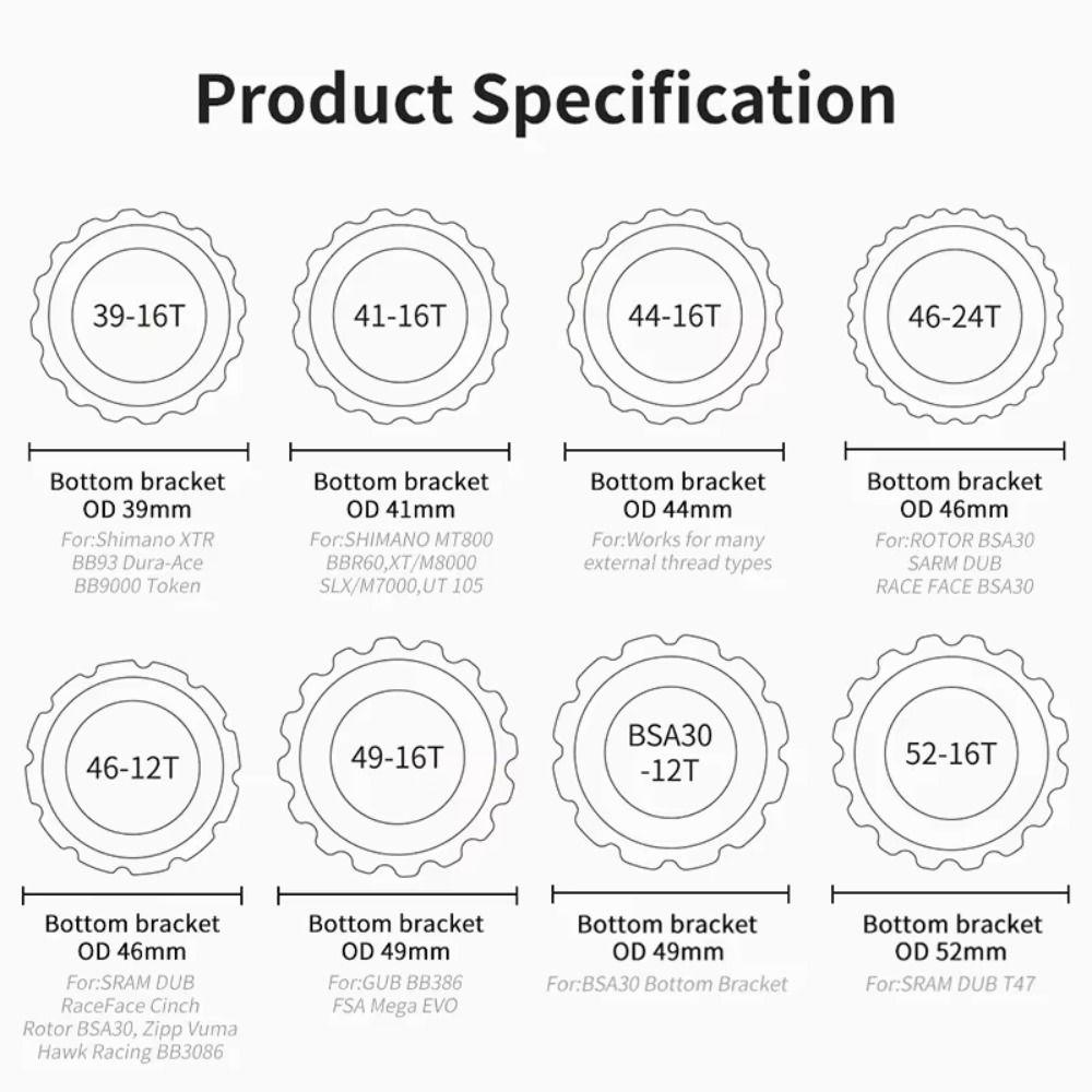 Soft Grib Bottom Brackets Wrench 39/41/44/46/49/52mm Bottom Bracket Tool BB Wrench MTB Bike