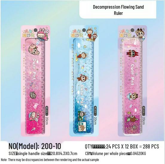 Super Mario Glitter Ruler - Cute 20cm Student Stationery