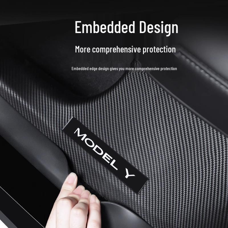Tesla Model Y & Model 3 Carbon Fiber Rear Door Sill & Seat Back Protector Guard