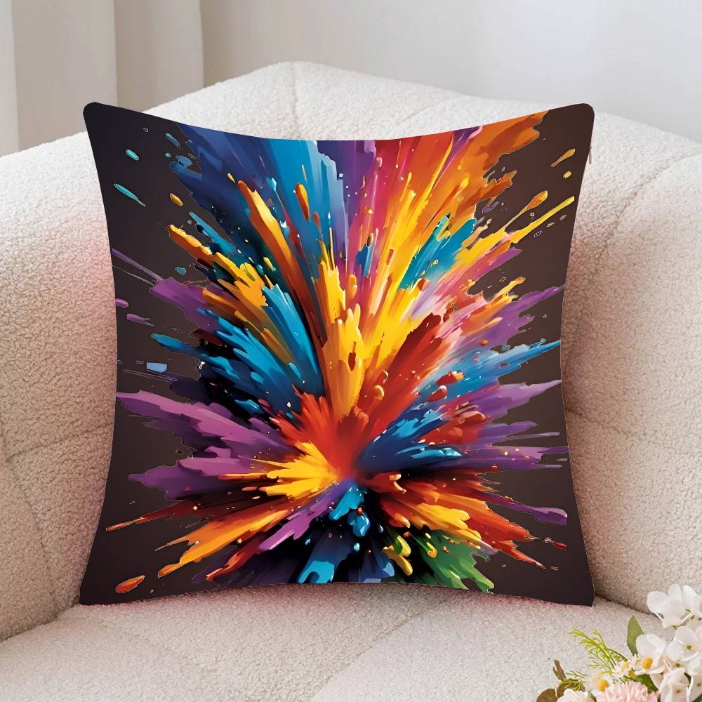 Color Colorful Pillow Case Fashion Square Pillowcase Bedroom Sofa Room Ins Decoration Leisure