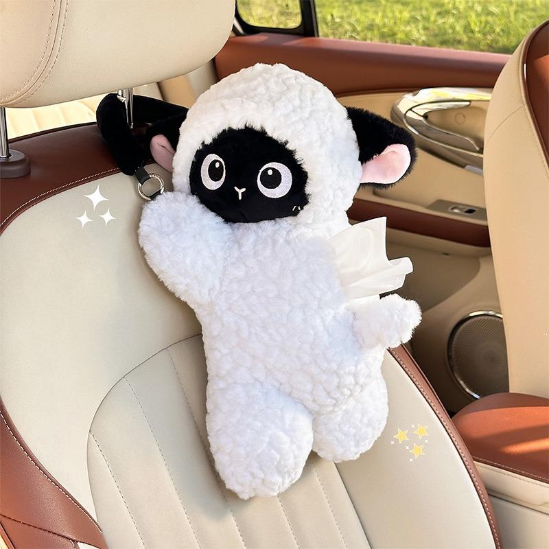 Cute Cartoon Plush Multifunctional Hanging Tissue Box For Car And Home