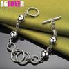 925 Sterling Silver Multi-Circle Ball Smooth Bead Chain Bracelet Jewelry