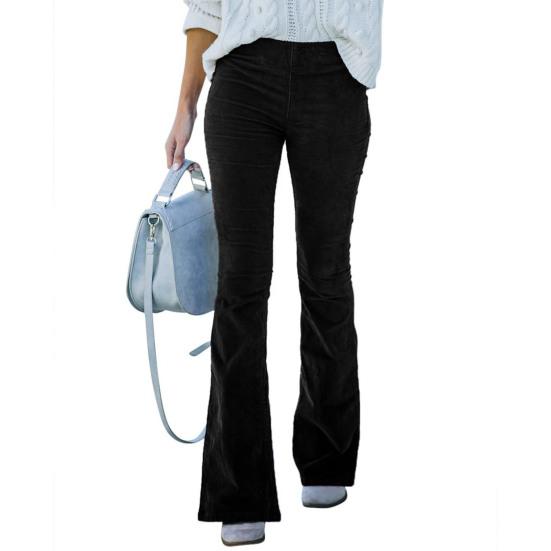 Эластичный пояс, высокая талия, сплошной цвет, карманы, расклешенные брюки, осень-зима, широкие вельветовые брюки-клеш, уличная одежда