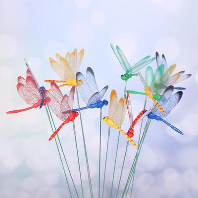 5 шт. Новый Креативный Ручной Работы Садовый Украшение для Газона 3D Симуляция Бабочки Тонкая Палочка Искусственный Стрекоза Со Стеблем Декор для Дома и Комнаты