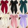Korean Black Red Big Bow Hair Clip For Women Girls Elegant Long Chiffon Ribbon Hairpins Barrette Hair Accessories Gifts