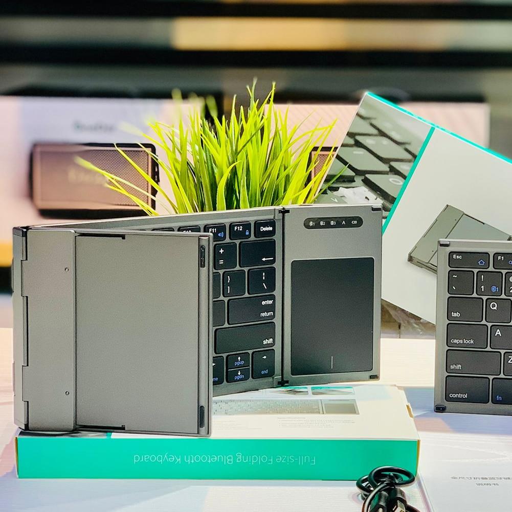 Складная клавиатура Многофункциональная беспроводная складная клавиатура 78 клавиш Сенсорная панель Перезаряжаемая клавиатура для IOS Android Windows