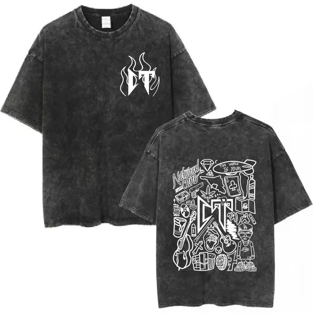 Natanael Cano Nata Montana Vintage Washed T Shirts Amor Tumbado Short Sleeve T-shirt Men Cotton Comfort T-shirts