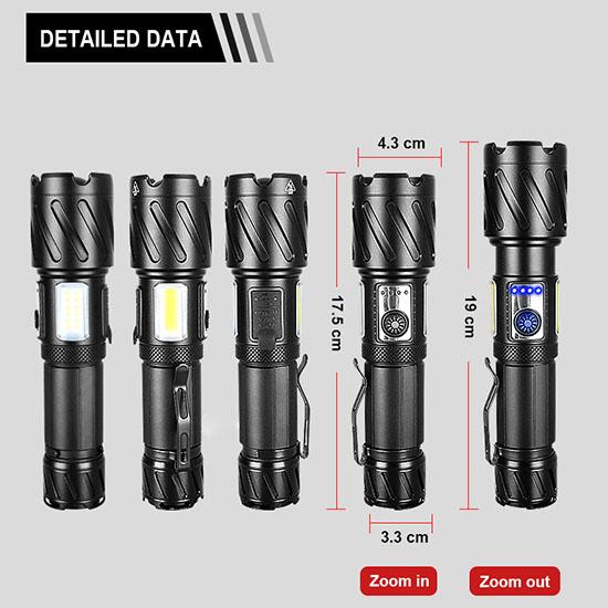 Мощный фонарик Супер яркий XHP160 LED + COB магнитная лампа Водонепроницаемая вспышка Перезаряжаемый фонарик