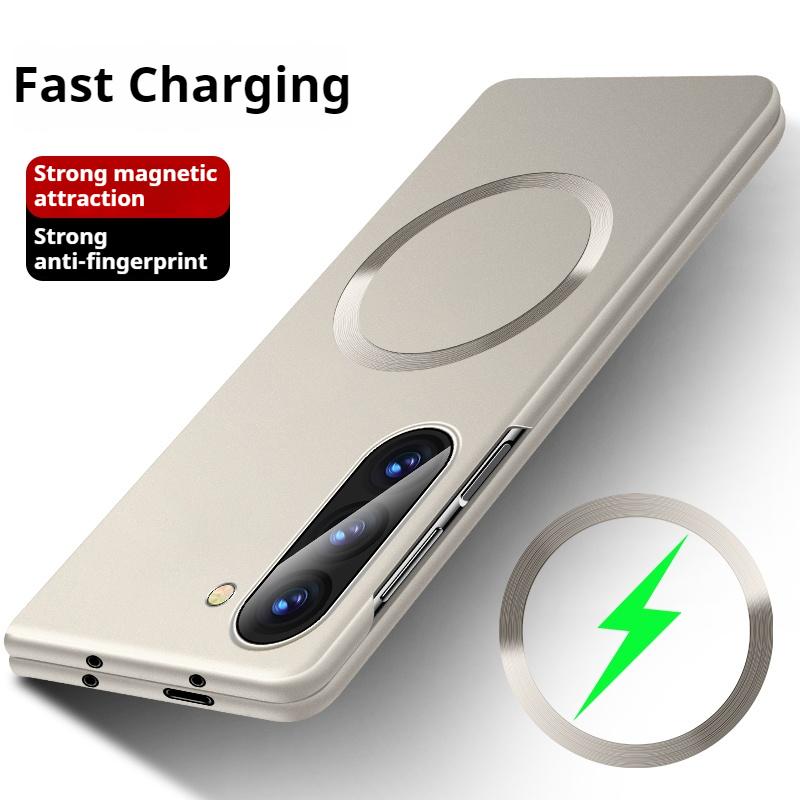 Для Magsafe Металлизированный Матовый Чехол с Магнитным Покрытием для Samsung Z Fold 7 6 5 4 3 ZFlip 7 6 5 4 3 Беспроводная Зарядка Тонкий ПК Чехол