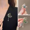 1 Pair Elegant Rhinestones Shape Tassel Brooch Shiny Butterflies Pin Waterdrop Pendant Badge Clothes Hats