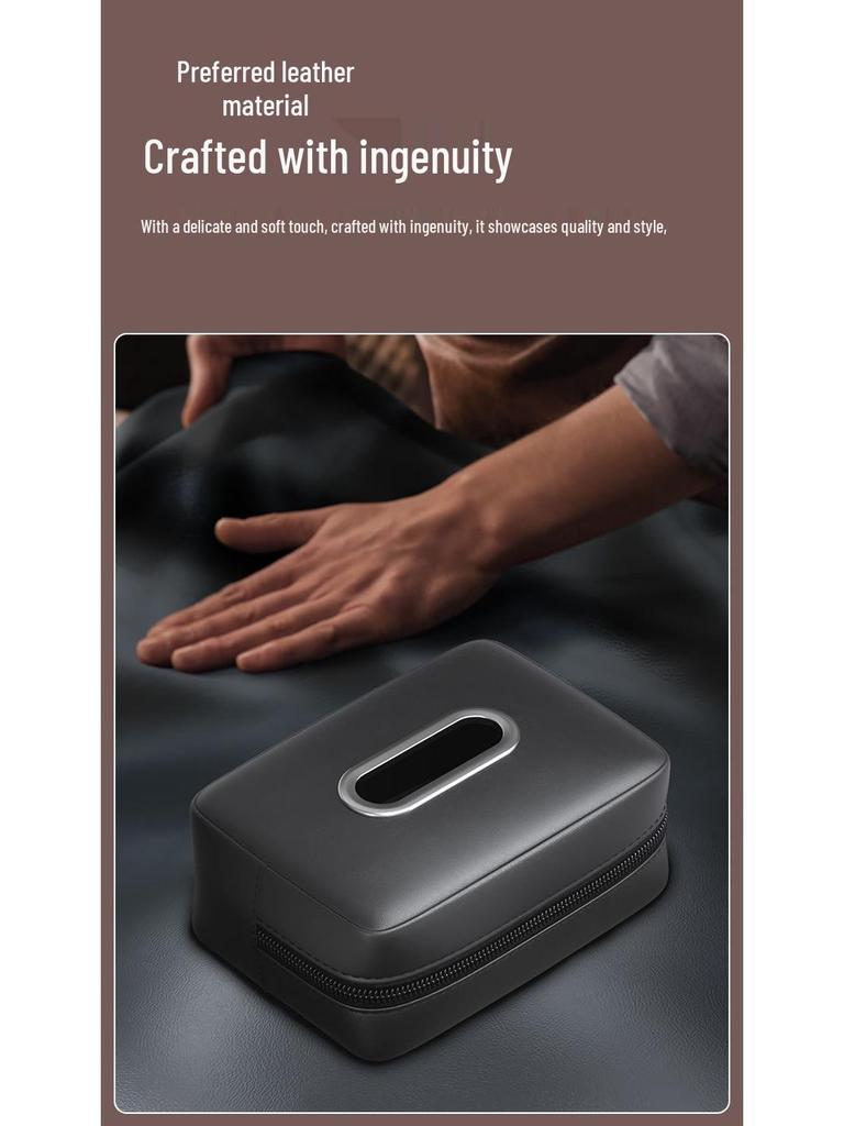 High-End Car Armrest Tissue Box - Hanging Storage for Napkins & Papers