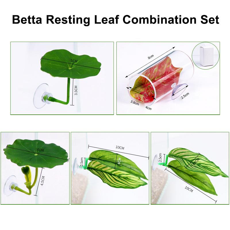 1 Pc Green Leaf Hammock For Betta Fish Stress-Reducing Aquarium-Safe Decor With Suction Cup For Fish Tank Fake Plants Decoration