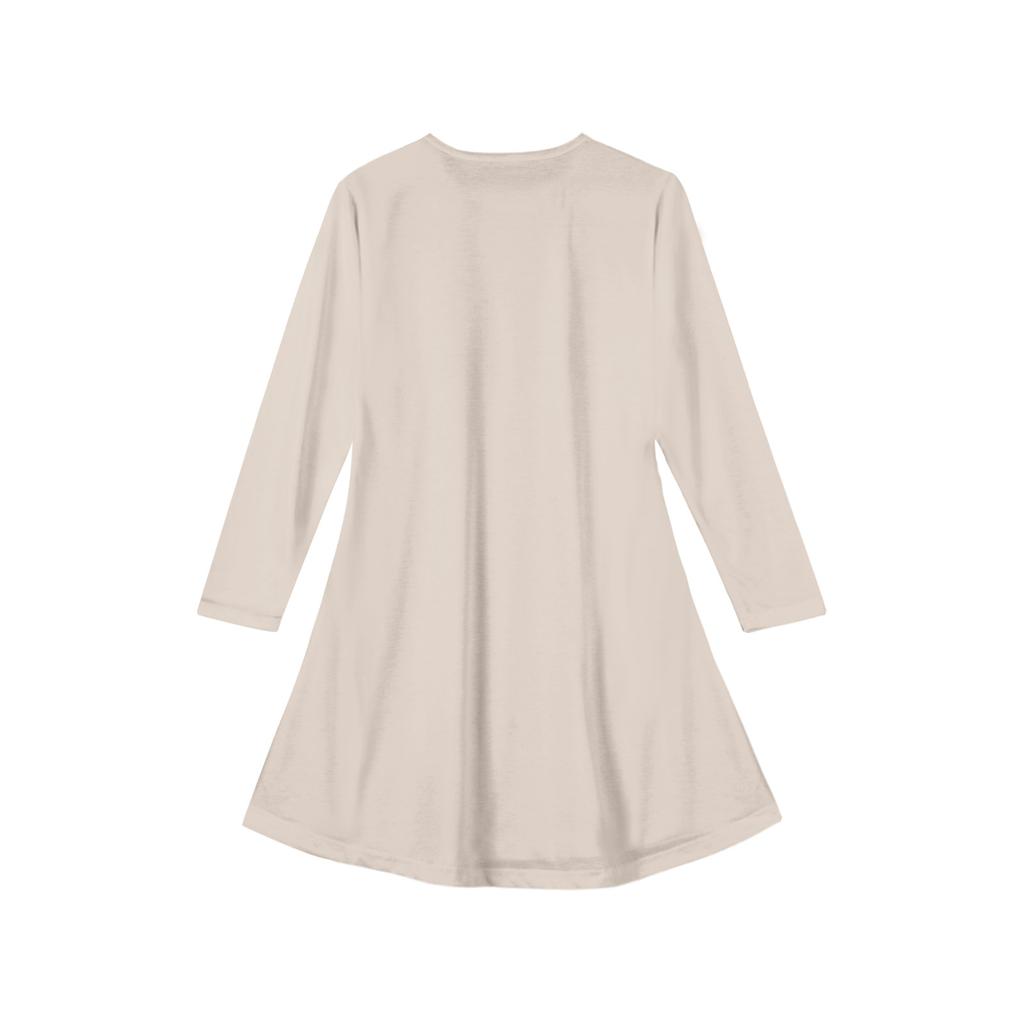 Girls' Long Sleeve Dress - Solid Color Pocket Dress