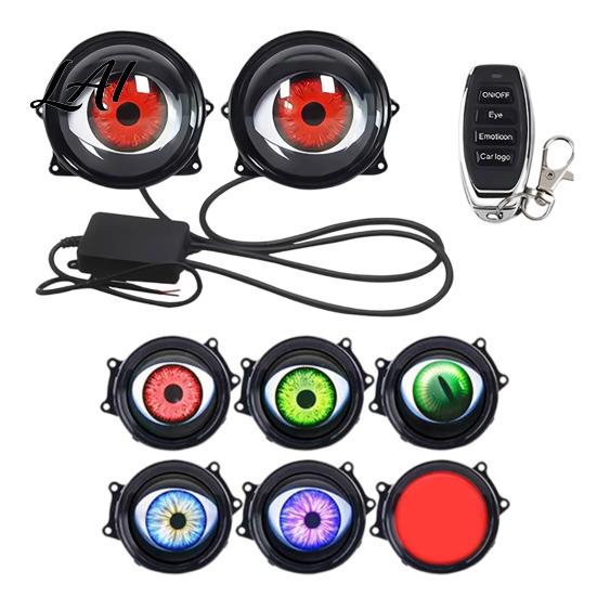 Devil Eye Headlight Projector Dynamic Projection Car Light Demon Synchronized RGB Animation Lamps Universal Vehicle Kit 6/33 Mode Remote Control
