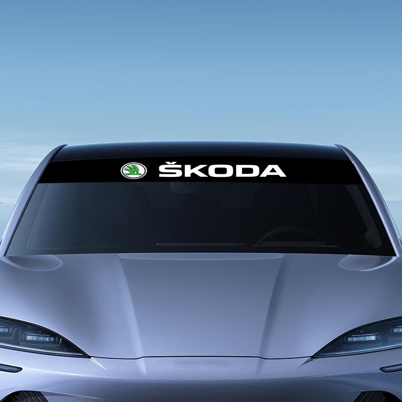 1Pcs Car Windshield Sticker Fashion Sport Decals Decoration Sticker For Skoda Octavia Enyaq Rapid Karoq Derivati Fabia Kodiaq Kamiq Superb Yeti