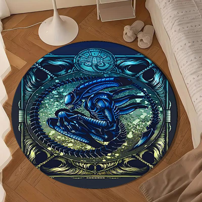 Alien Ornate Frame Round mat, Anti-slip Circle Carpet Chair rug For livingroom,Bedroom, doormat home decor Gift Christmas Gifts