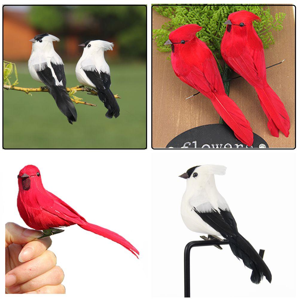 1/2PCS Foam Wedding Supply Home Decor Bird Model Artificial Animal Simulation Parrot Real Feathers