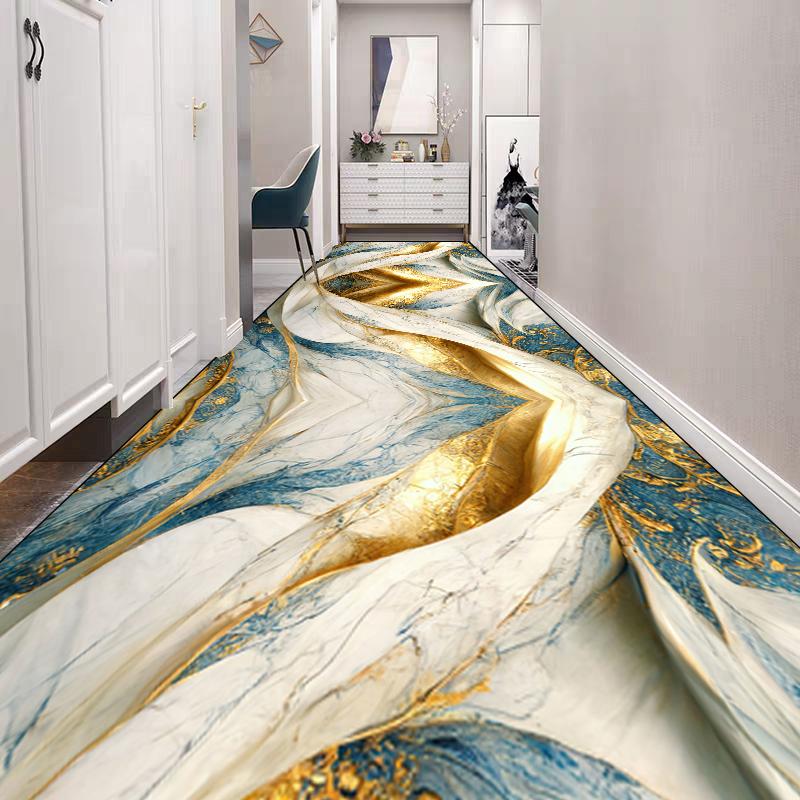 Роскошный Золотой Длинный Ковер для Коридора Высококлассный Ковер для Украшения Лобби Отеля Ковры для Лестничной Площадки Коридора Лестницы Ковровая Дорожка Нескользящий Кухонный Коврик