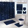 4 шт., красивая занавеска для душа со звездами и 12 крючками, нескользящий коврик для ванной комнаты, набор для декора ванной комнаты с накладкой на крышку унитаза и U-образным ковриком