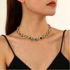 Colorful Rhinestone Necklace for Women, Unique and Stylish Gemstone Necklace, Round Full-Diamond Clavicle Chain Bracelet