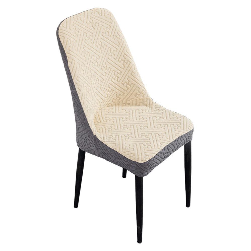 High-elastic Dining Chair Cover Anti-slip Curved Integrated Seat Cover Soft Jacquard Stool Slipcover for Home Decoration