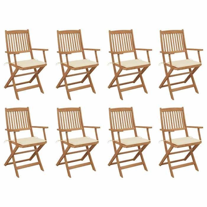 Maison Exclusive - Chaises pliantes avec coussins, 8 pièces, en bois d'acacia massif
