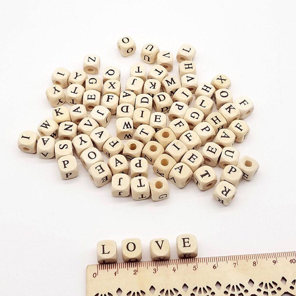 100pcs/lot DIY Number Square Letter Beads Alphabet Wooden Bead