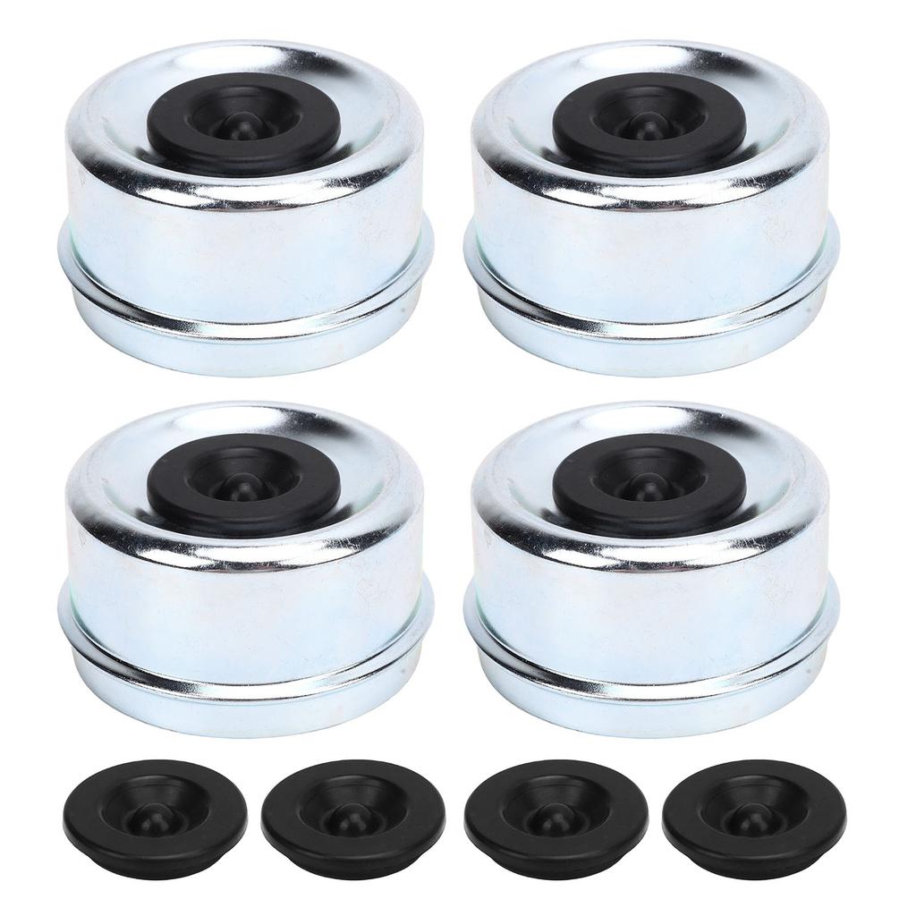 4PCS 2.72 Inch Trailer Hub Cap Trailer Axle Bearing Dust Cap Cup Grease Cover with 4 Rubber Plugs Replacement for