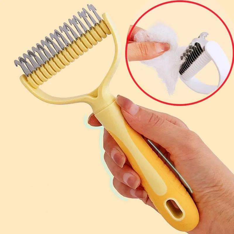 Professional Pet Grooming Brush Detangling Comb For Cats And Dogs Stainless Steel Teeth Deshedding Tool Gentle Hair Remover For Shedding Control