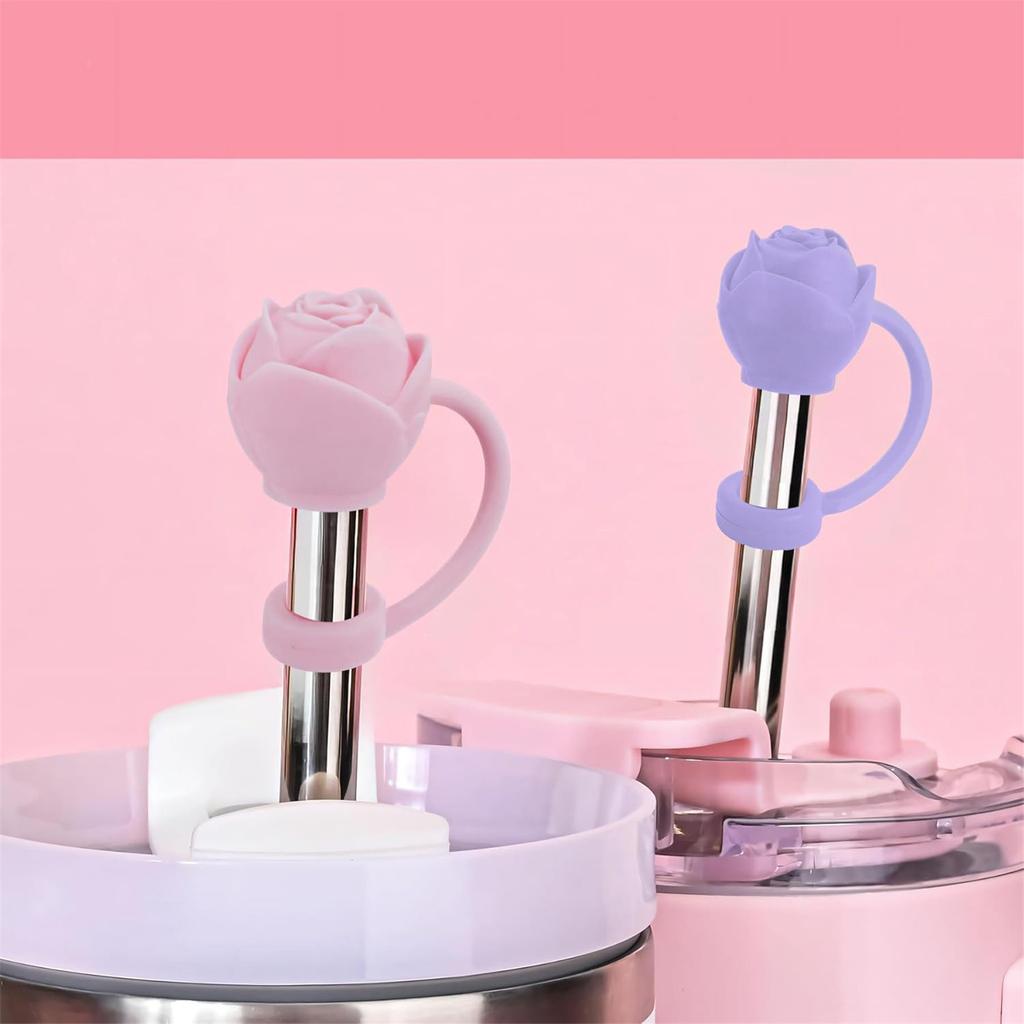 For Stanley 10mm Silicone Straw Cover Large Diameter Rose Flower Shape Heat-resistant Dust Proof Straw Plug Cap Cup Accessories
