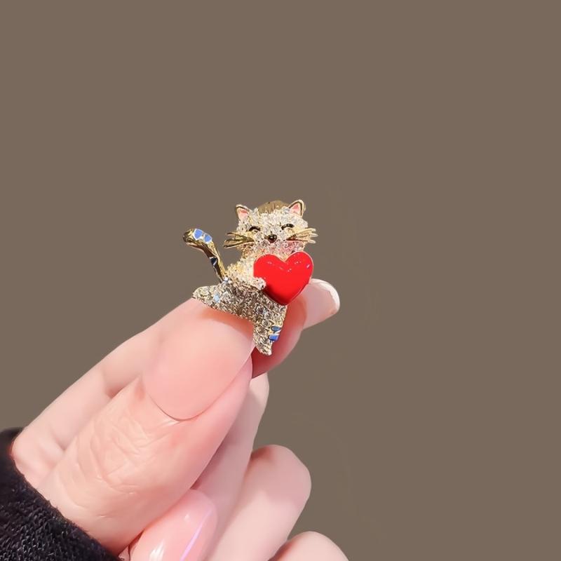 Модные Милые Броши Кошки Сердечки Любви для Женщин Одежда Пальто Ювелирные Аксессуары Подарки