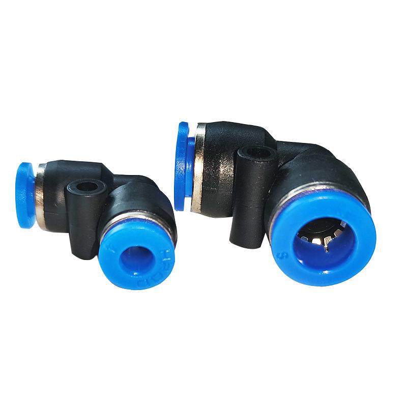 Пневматический угловой соединитель для воздушного шланга 90° Пластиковое колено PV-4/6/8/10/12/16 Быстросъемный фитинг